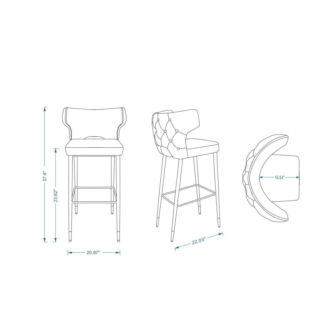 Manhattan Comfort Holguin 37" Counter Stool With Tufted Back Buttons In Gray