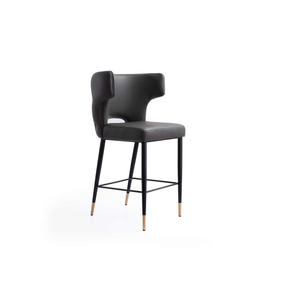 Manhattan Comfort Holguin 37" Counter Stool With Tufted Back Buttons In Gray
