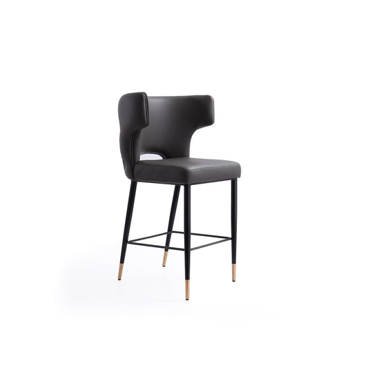 Manhattan Comfort Holguin 37" Counter Stool With Tufted Back Buttons In Gray