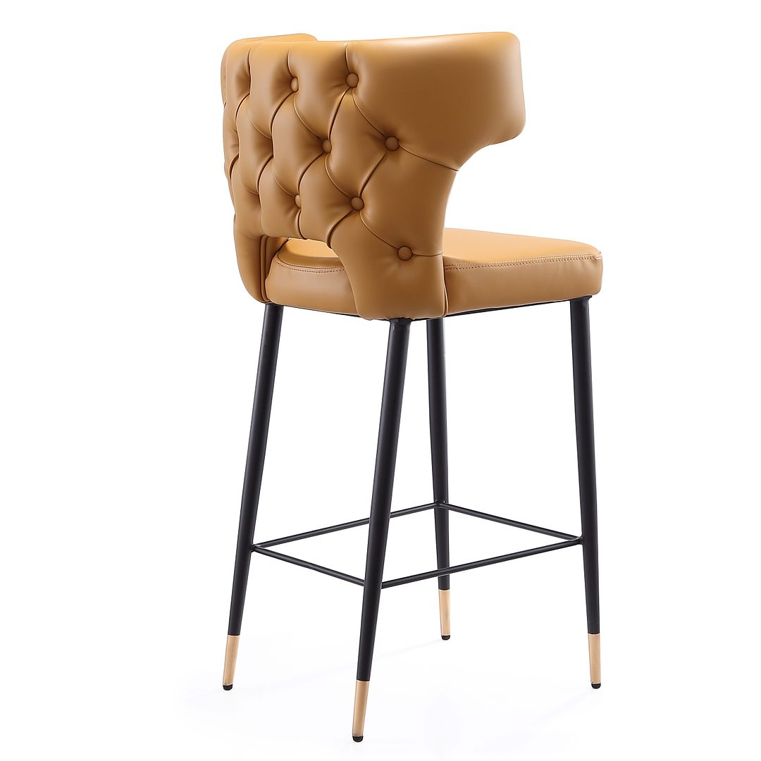 Manhattan Comfort Holguin 37" Counter Stool With Tufted Back Buttons In Saddle