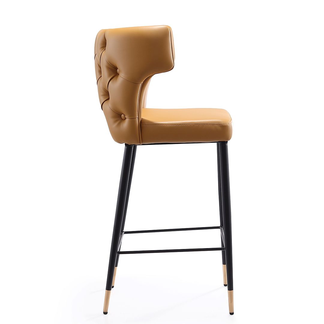 Manhattan Comfort Holguin 37" Counter Stool With Tufted Back Buttons In Saddle