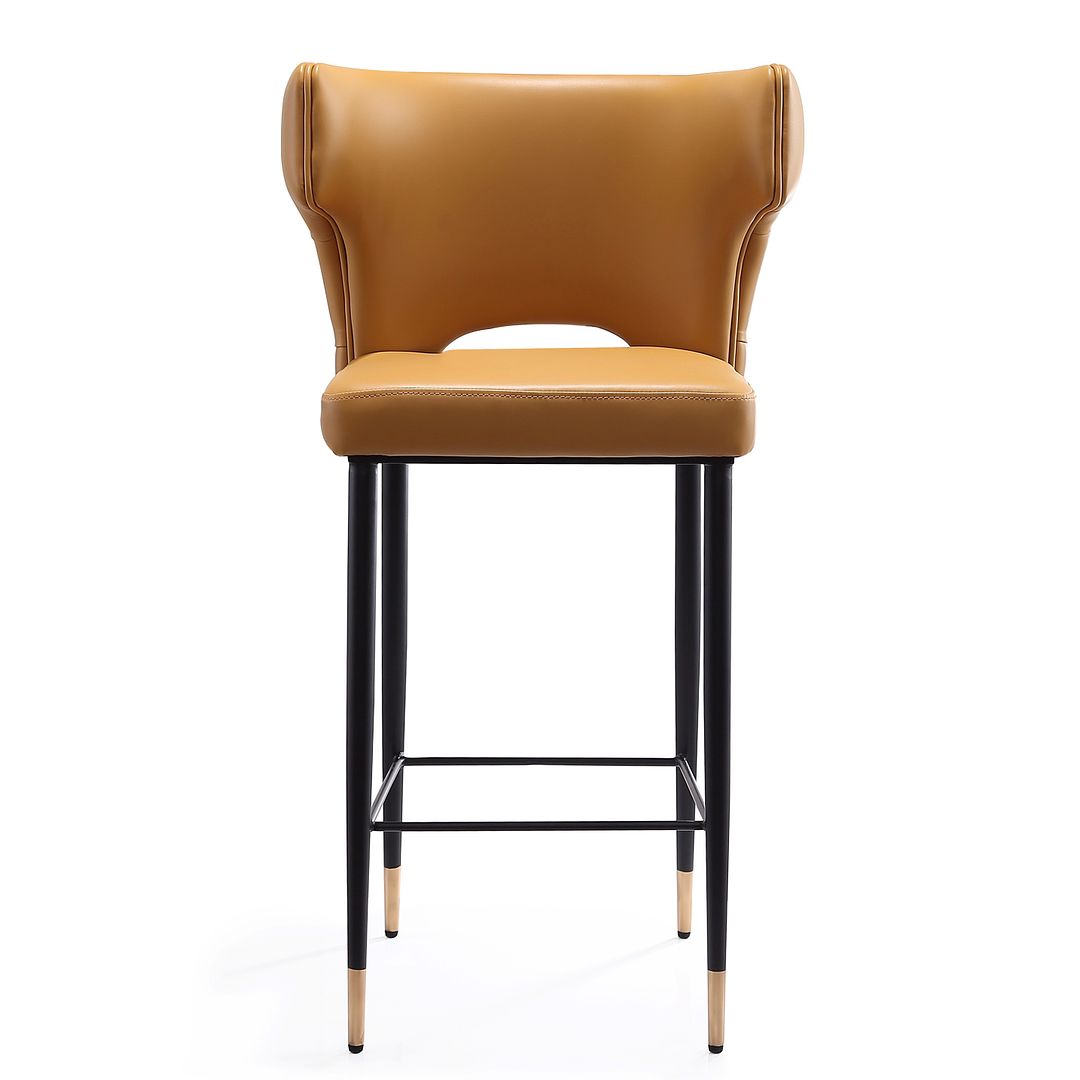 Manhattan Comfort Holguin 37" Counter Stool With Tufted Back Buttons In Saddle