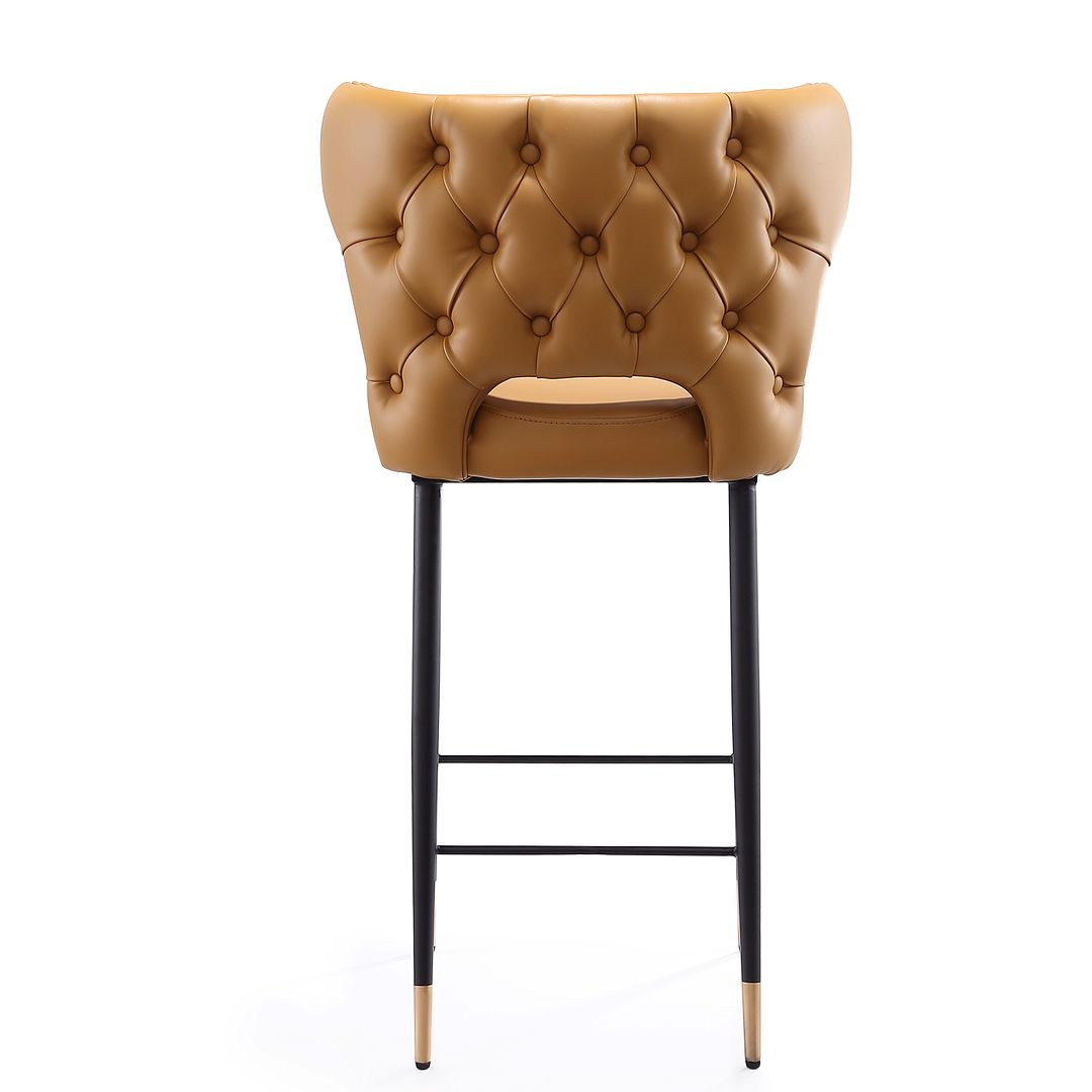 Manhattan Comfort Holguin 37" Counter Stool With Tufted Back Buttons In Saddle