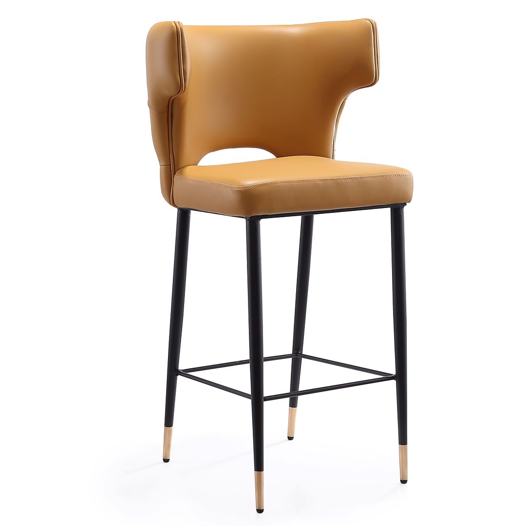 Manhattan Comfort Holguin 37" Counter Stool With Tufted Back Buttons In Saddle