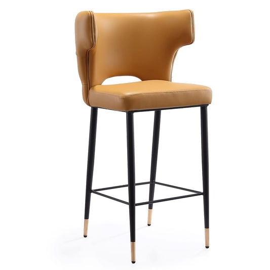 Manhattan Comfort Holguin 37" Counter Stool With Tufted Back Buttons In Saddle