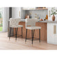 Manhattan Comfort Holguin 41"H Cream, Black & Gold Wooden Barstool