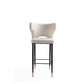 Manhattan Comfort Holguin 41"H Cream, Black & Gold Wooden Barstool