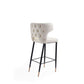 Manhattan Comfort Holguin 41"H Cream, Black & Gold Wooden Barstool