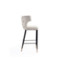 Manhattan Comfort Holguin 41"H Cream, Black & Gold Wooden Barstool