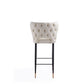 Manhattan Comfort Holguin 41"H Cream, Black & Gold Wooden Barstool