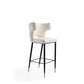 Manhattan Comfort Holguin 41"H Cream, Black & Gold Wooden Barstool