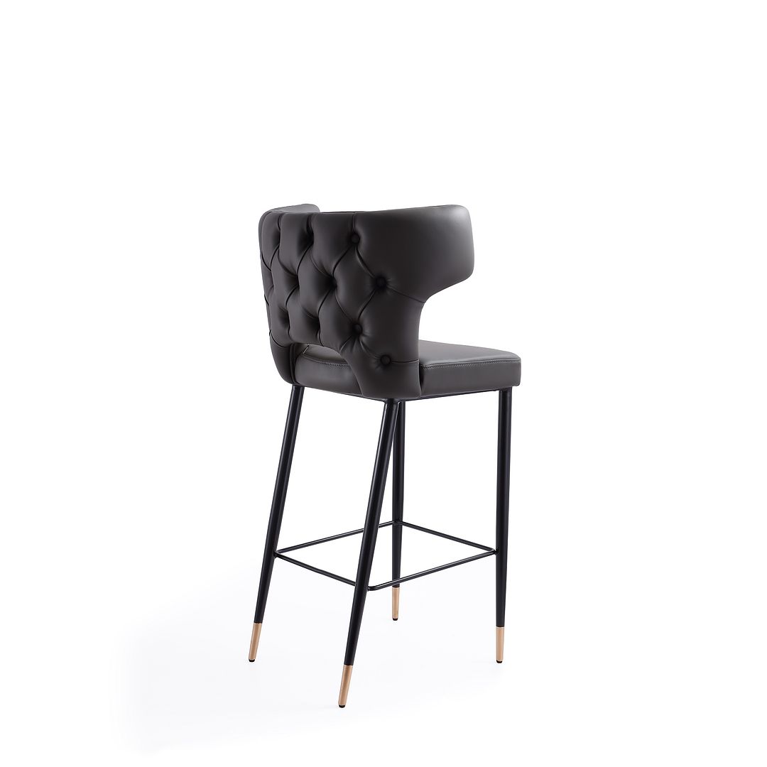 Manhattan Comfort Holguin 41"H Gray, Black & Gold Wooden Barstool