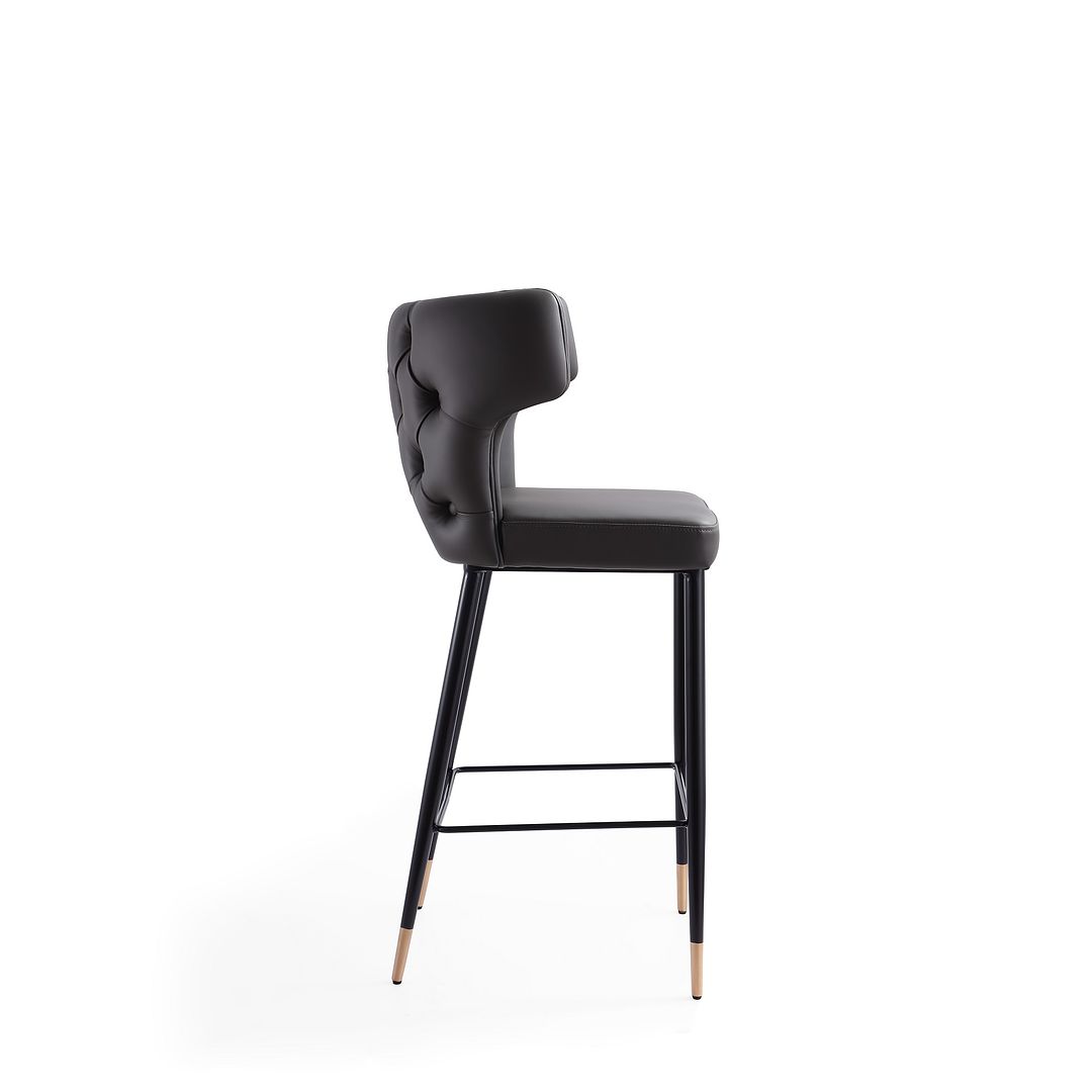 Manhattan Comfort Holguin 41"H Gray, Black & Gold Wooden Barstool