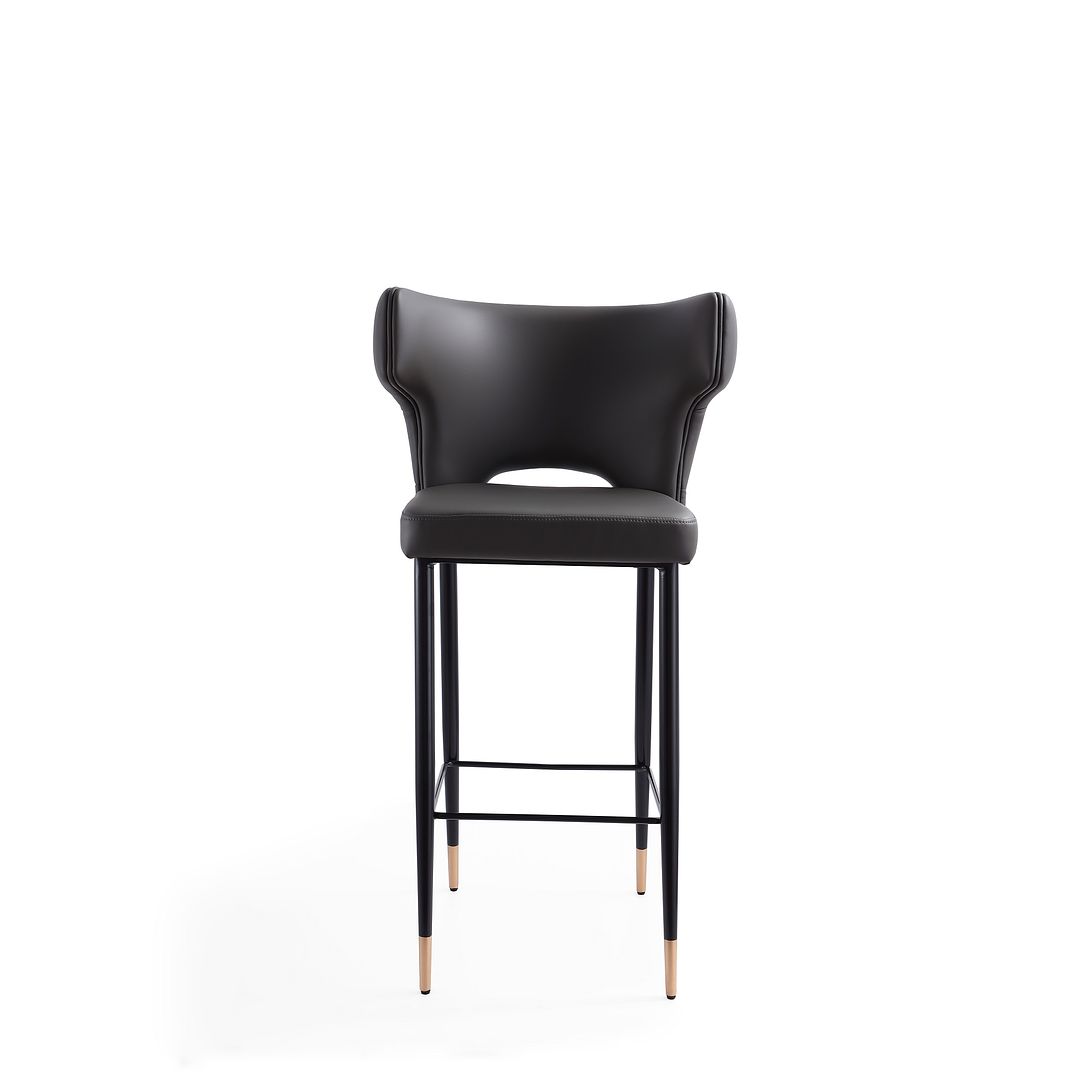 Manhattan Comfort Holguin 41"H Gray, Black & Gold Wooden Barstool
