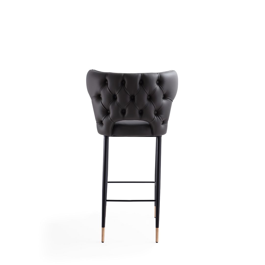 Manhattan Comfort Holguin 41"H Gray, Black & Gold Wooden Barstool