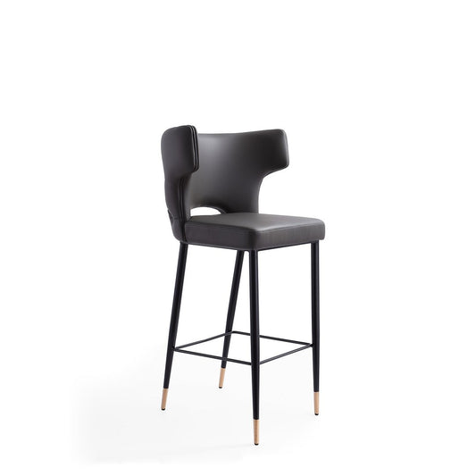 Manhattan Comfort Holguin 41"H Gray, Black & Gold Wooden Barstool