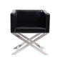 Manhattan Comfort Hollywood Black & Polished Chrome Faux Leather Lounge Accent Chair