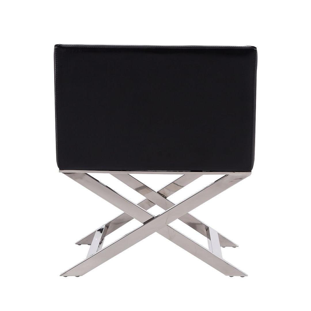 Manhattan Comfort Hollywood Black & Polished Chrome Faux Leather Lounge Accent Chair
