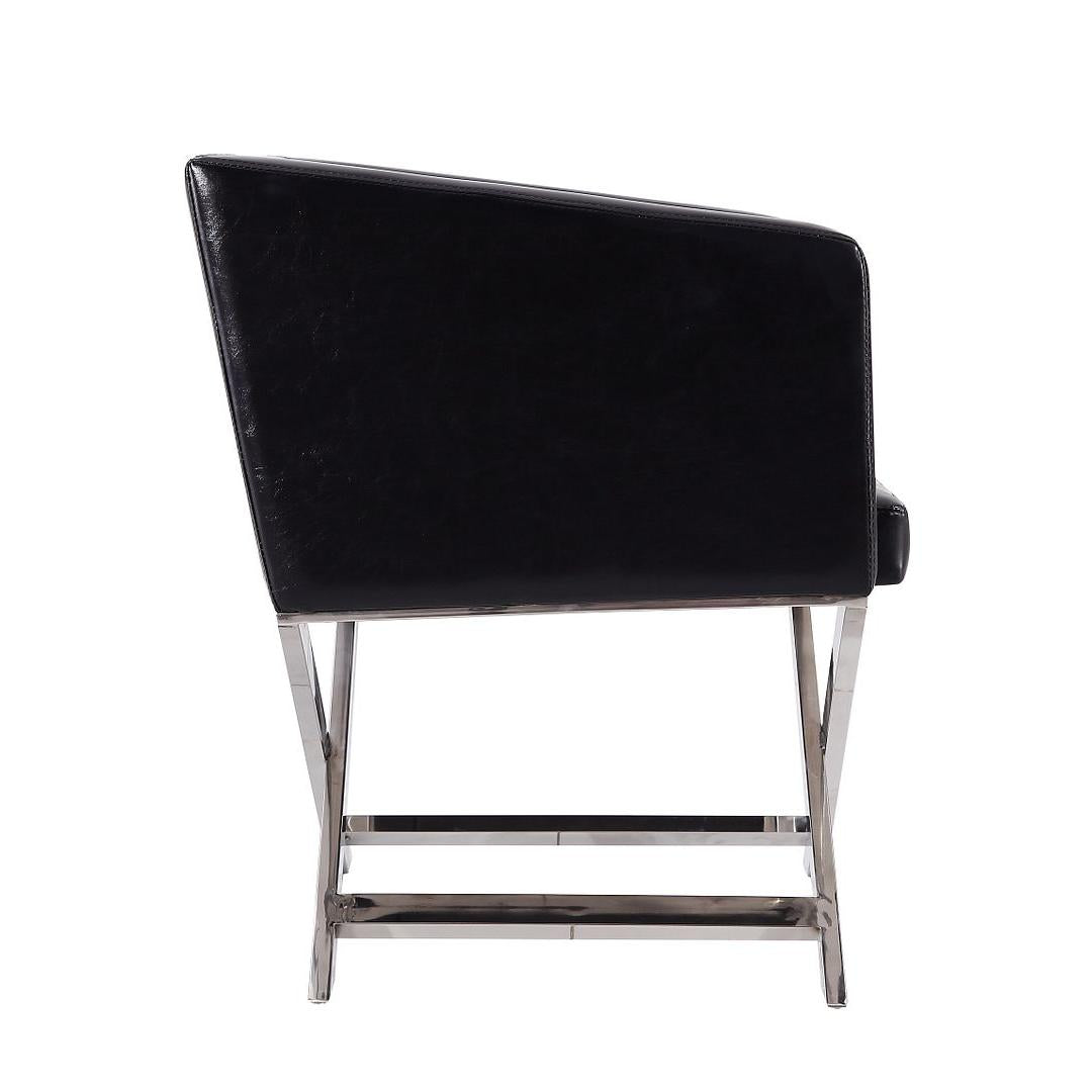 Manhattan Comfort Hollywood Black & Polished Chrome Faux Leather Lounge Accent Chair