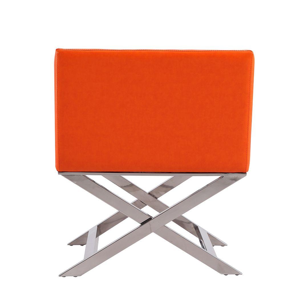 Manhattan Comfort Hollywood Orange & Polished Chrome Faux Leather Lounge Accent Chair