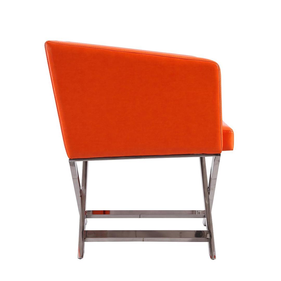 Manhattan Comfort Hollywood Orange & Polished Chrome Faux Leather Lounge Accent Chair