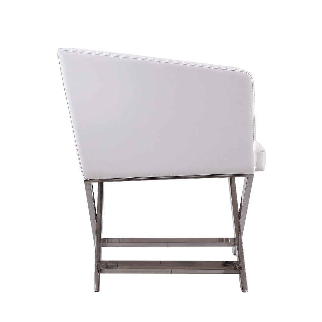 Manhattan Comfort Hollywood White & Polished Chrome Faux Leather Lounge Accent Chair