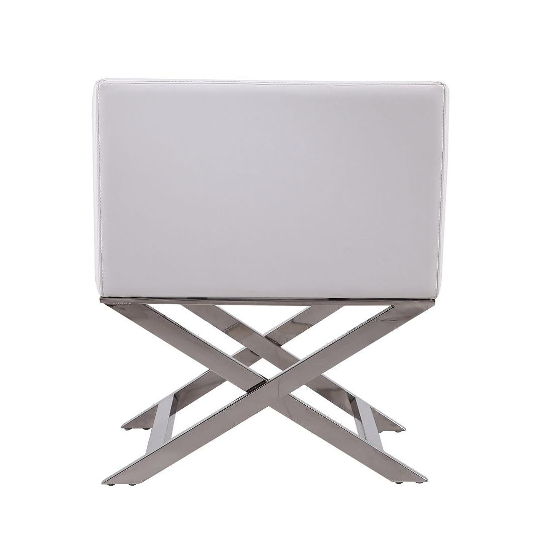 Manhattan Comfort Hollywood White & Polished Chrome Faux Leather Lounge Accent Chair