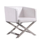 Manhattan Comfort Hollywood White & Polished Chrome Faux Leather Lounge Accent Chair