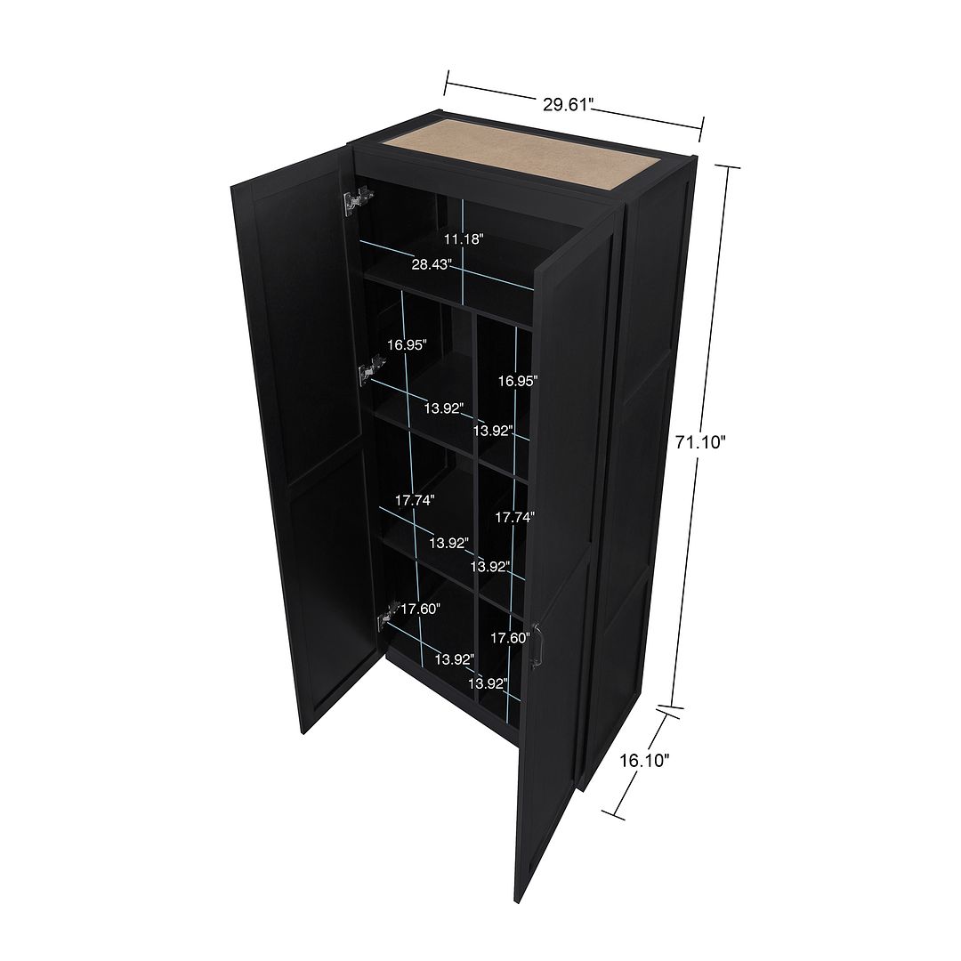 Manhattan Comfort Hopkins 2-Piece Black Storage Cabinet 2.0