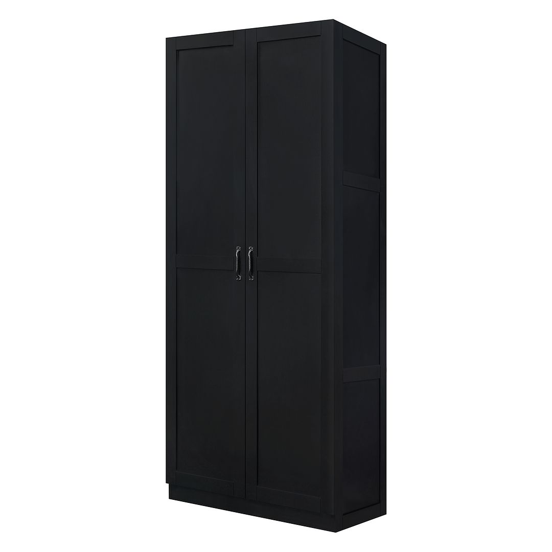 Manhattan Comfort Hopkins 2-Piece Black Storage Cabinet 2.0