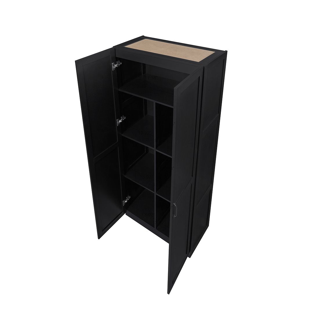 Manhattan Comfort Hopkins 2-Piece Black Storage Cabinet 2.0