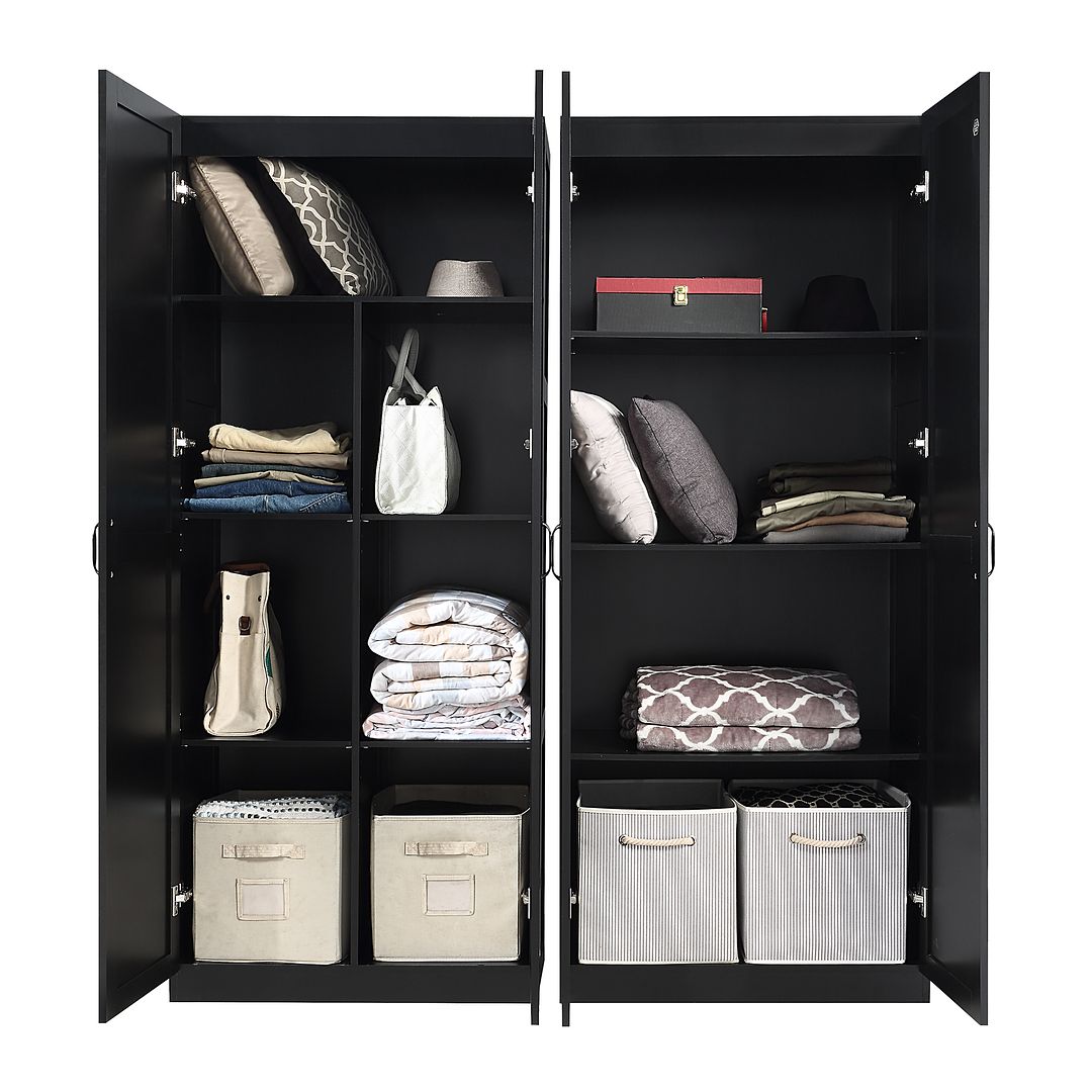 Manhattan Comfort Hopkins 2-Piece Black Storage Cabinet 4.0