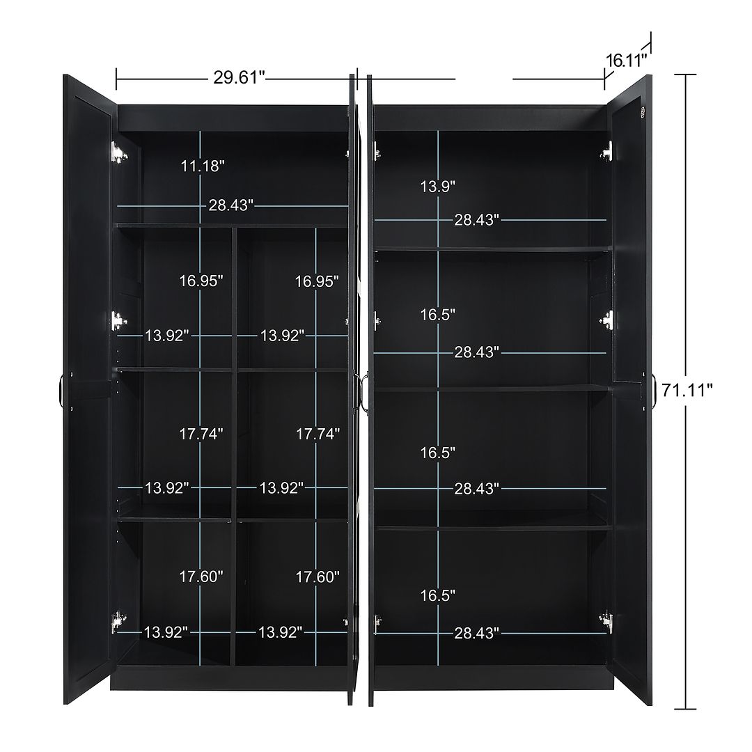 Manhattan Comfort Hopkins 2-Piece Black Storage Cabinet 4.0