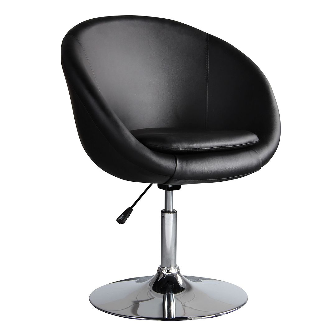 Manhattan Comfort Hopper Black & Polished Chrome Faux Leather Adjustable Height Chair