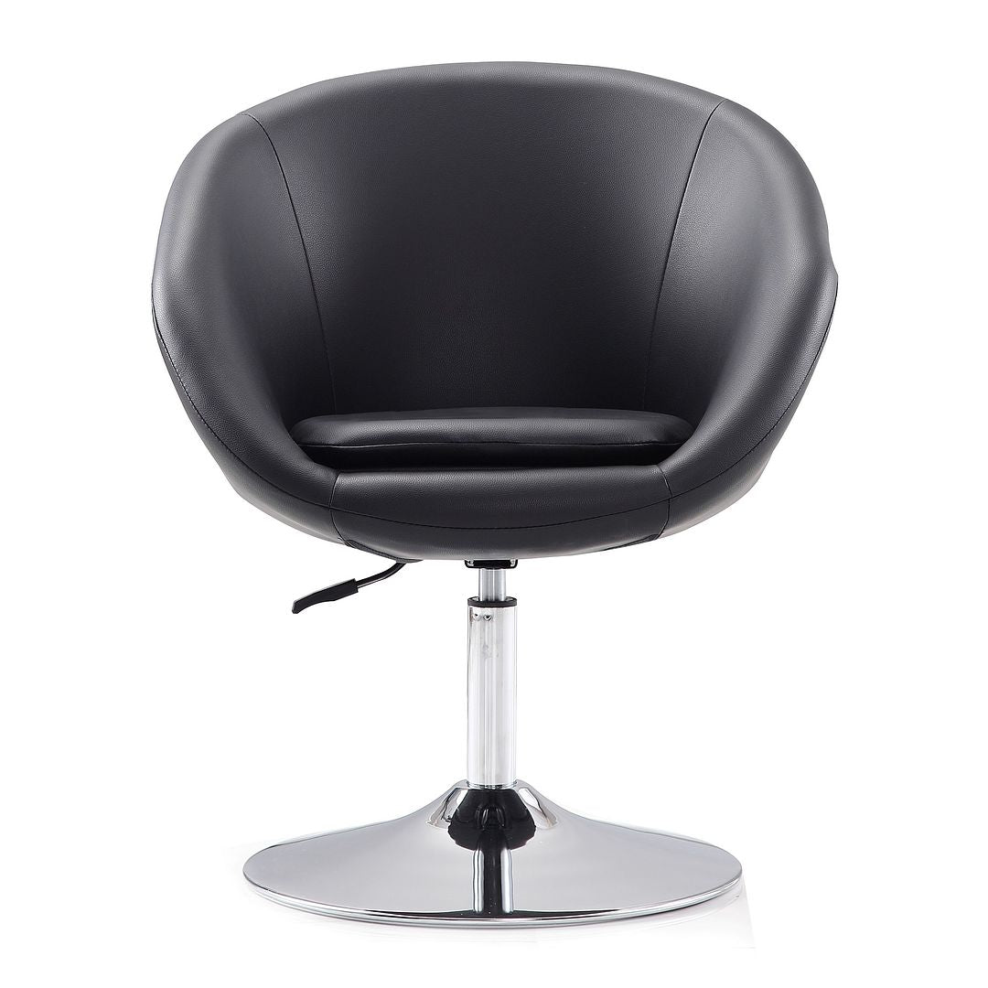 Manhattan Comfort Hopper Black & Polished Chrome Faux Leather Adjustable Height Chair