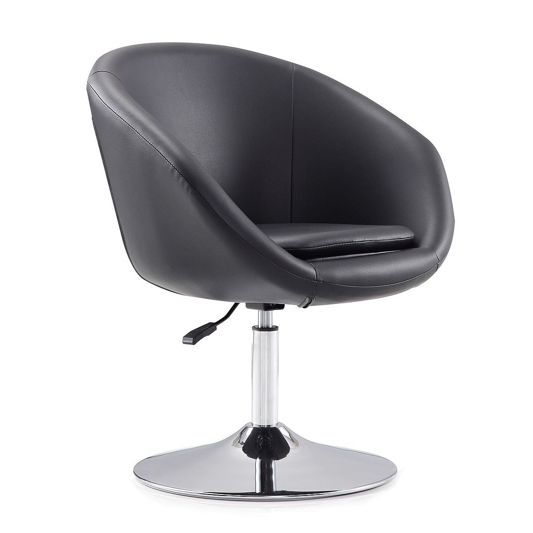 Manhattan Comfort Hopper Black & Polished Chrome Faux Leather Adjustable Height Chair