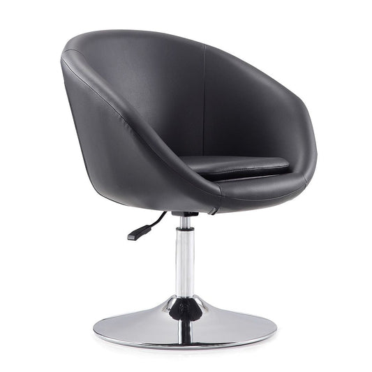Manhattan Comfort Hopper Black & Polished Chrome Faux Leather Adjustable Height Chair