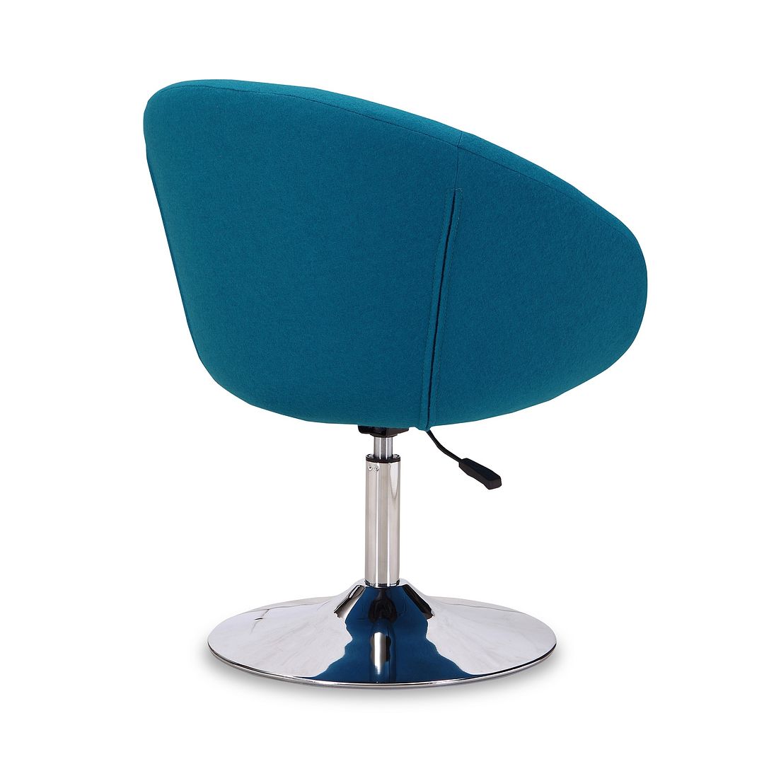 Manhattan Comfort Hopper Blue & Polished Chrome Wool Blend Adjustable Height Chair