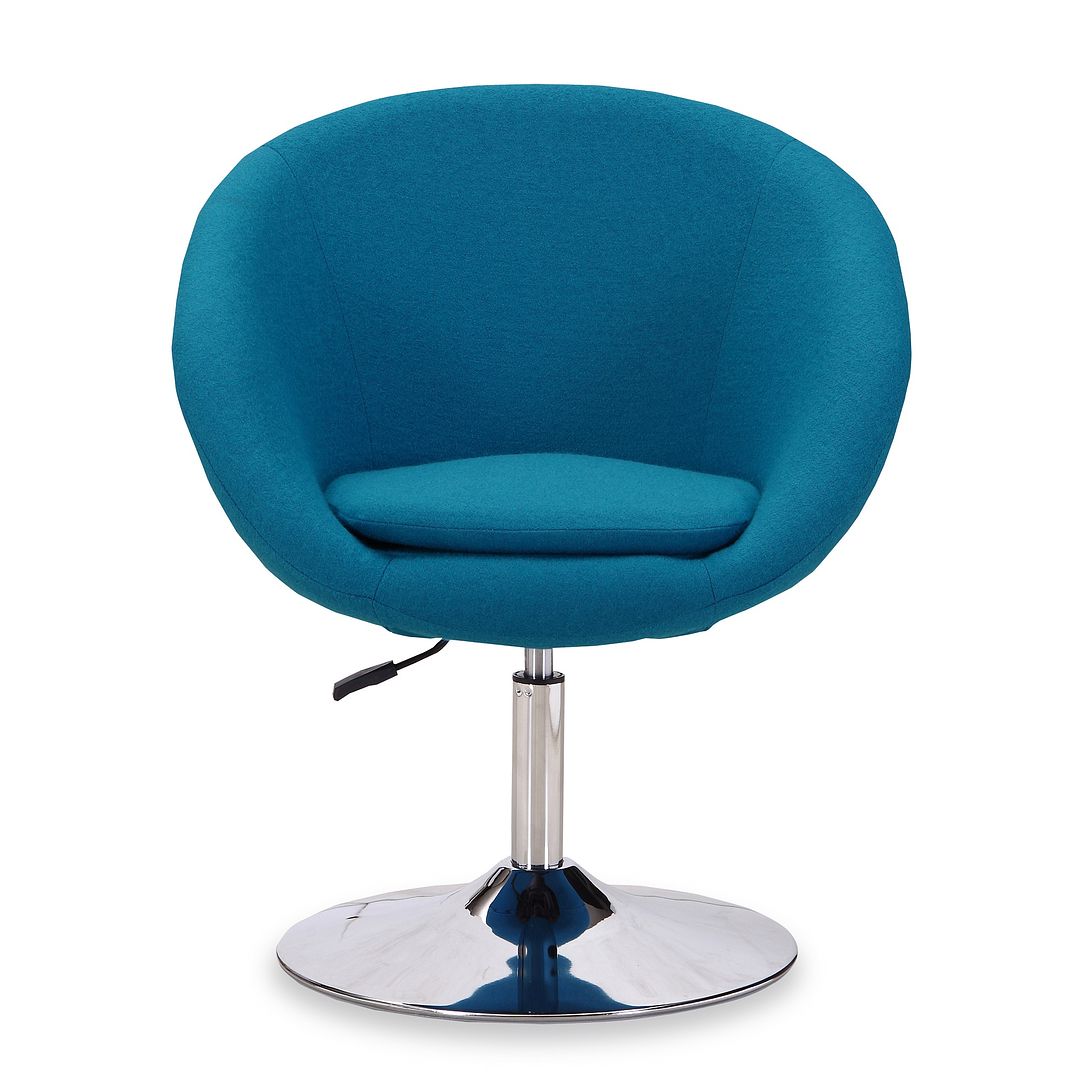 Manhattan Comfort Hopper Blue & Polished Chrome Wool Blend Adjustable Height Chair