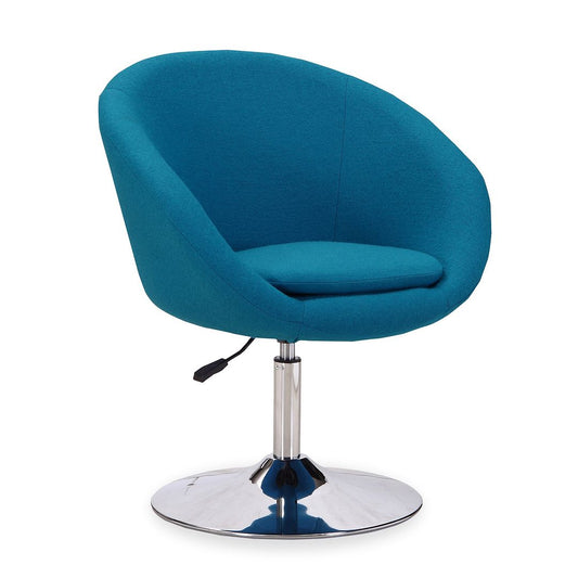 Manhattan Comfort Hopper Blue & Polished Chrome Wool Blend Adjustable Height Chair