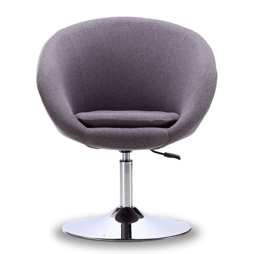 Manhattan Comfort Hopper Gray & Polished Chrome Twill Adjustable Height Chair