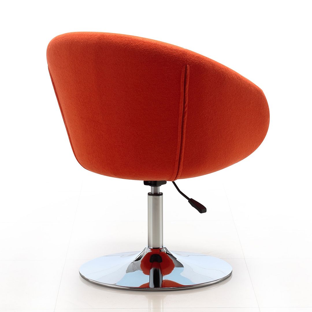 Manhattan Comfort Hopper Orange & Polished Chrome Wool Blend Adjustable Height Chair