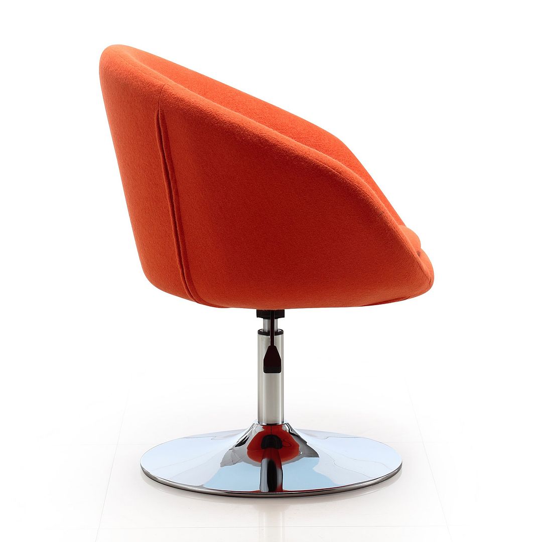 Manhattan Comfort Hopper Orange & Polished Chrome Wool Blend Adjustable Height Chair