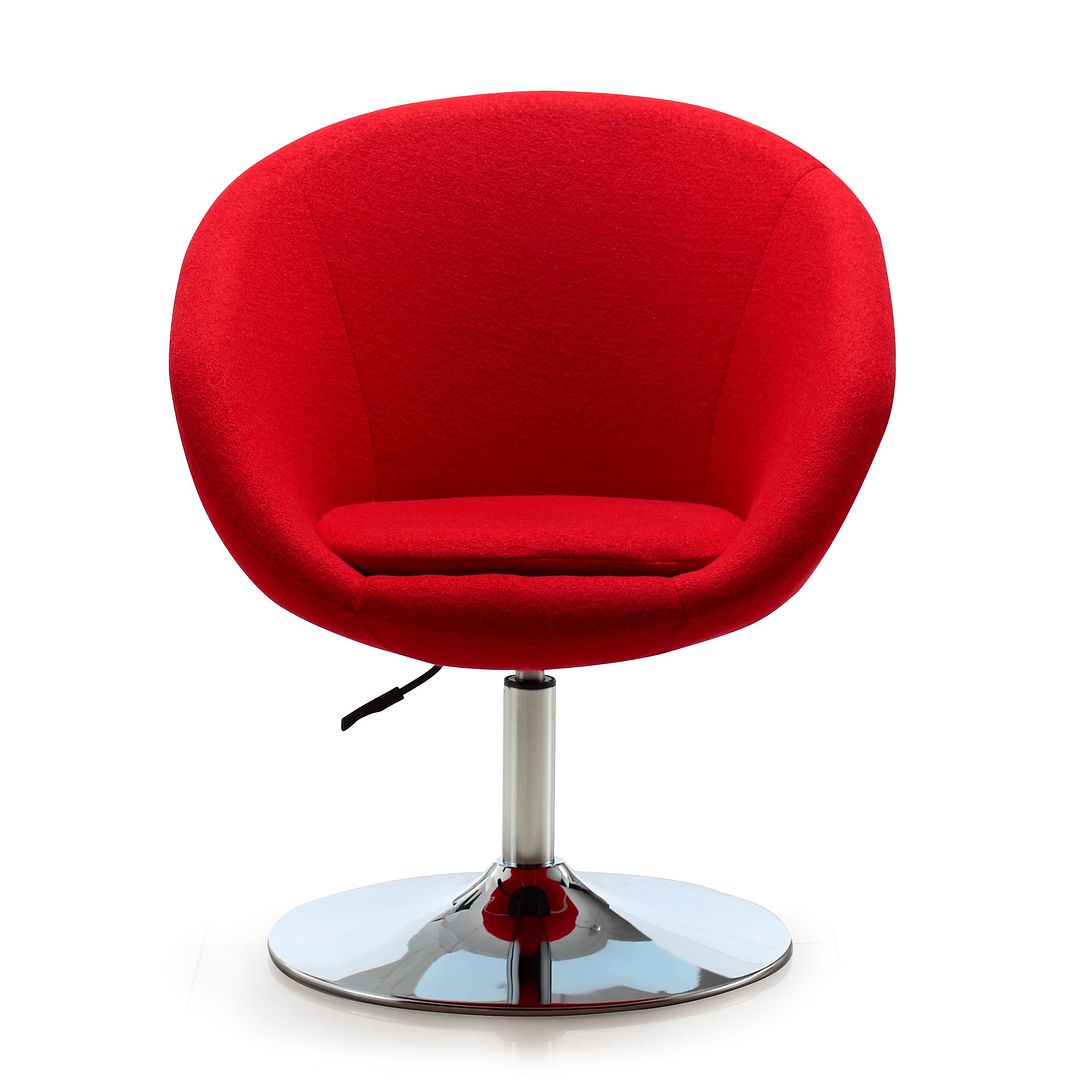 Manhattan Comfort Hopper Red & Polished Chrome Wool Blend Adjustable Height Chair