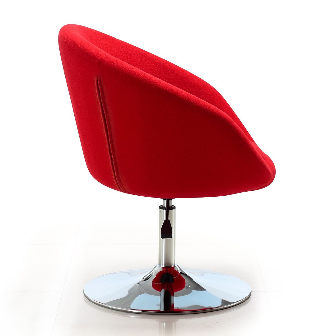 Manhattan Comfort Hopper Red & Polished Chrome Wool Blend Adjustable Height Chair