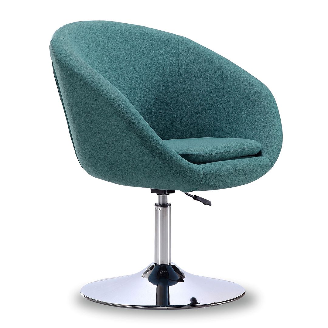 Manhattan Comfort Hopper Sky Blue & Polished Chrome Twill Adjustable Height Chair