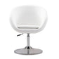 Manhattan Comfort Hopper White & Polished Chrome Faux Leather Adjustable Height Chair