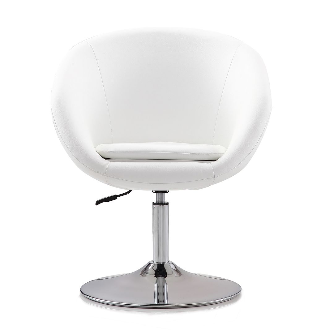 Manhattan Comfort Hopper White & Polished Chrome Faux Leather Adjustable Height Chair