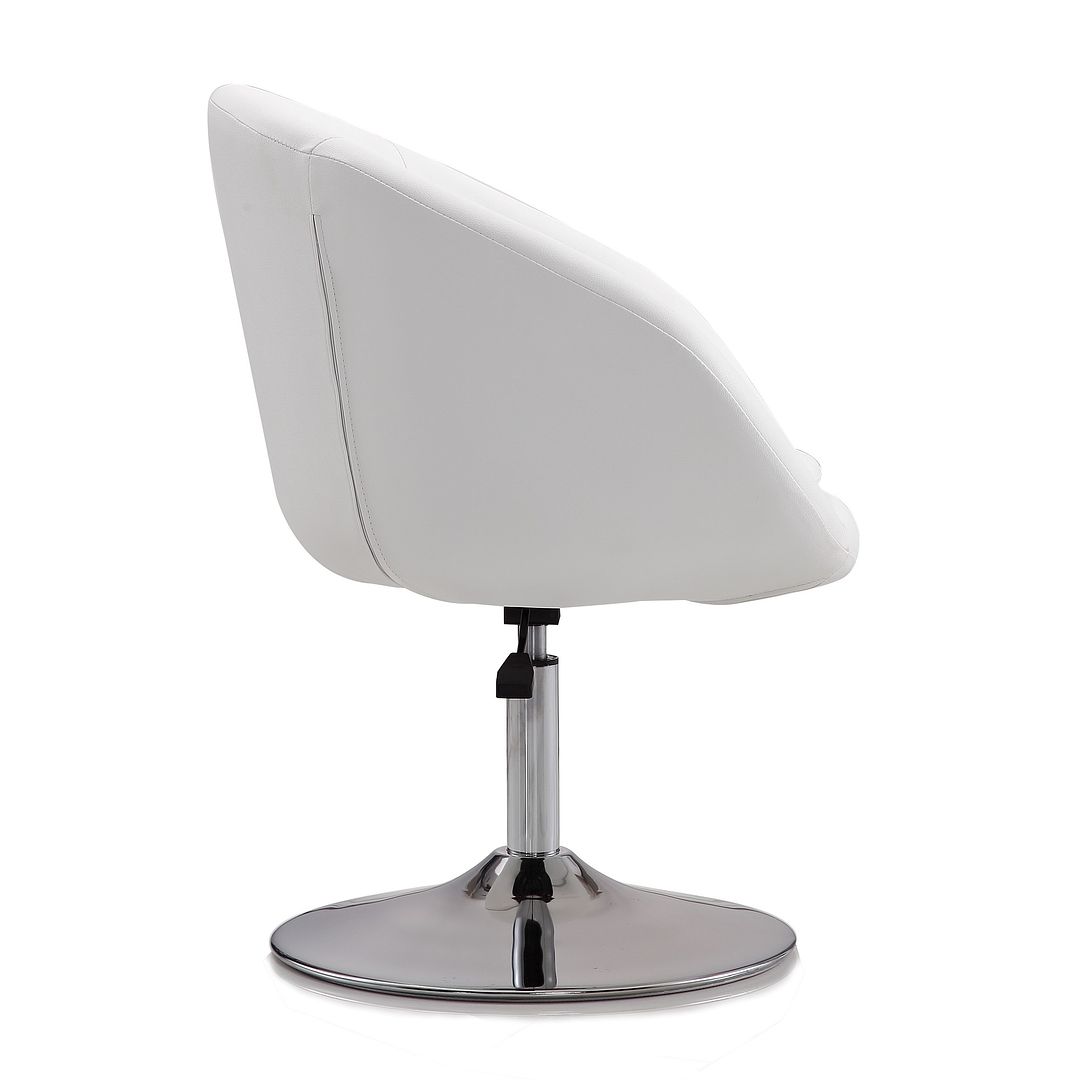 Manhattan Comfort Hopper White & Polished Chrome Faux Leather Adjustable Height Chair