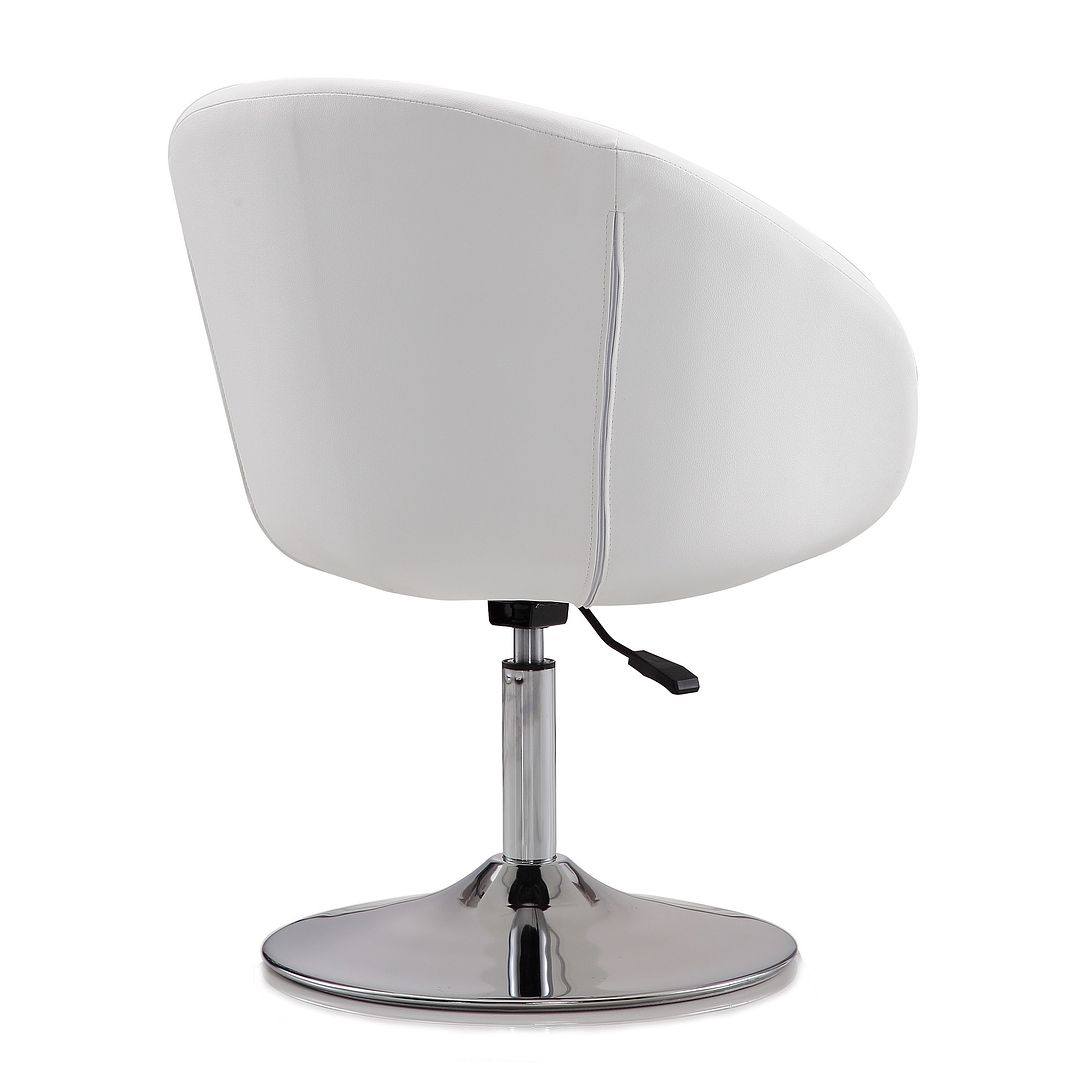 Manhattan Comfort Hopper White & Polished Chrome Faux Leather Adjustable Height Chair